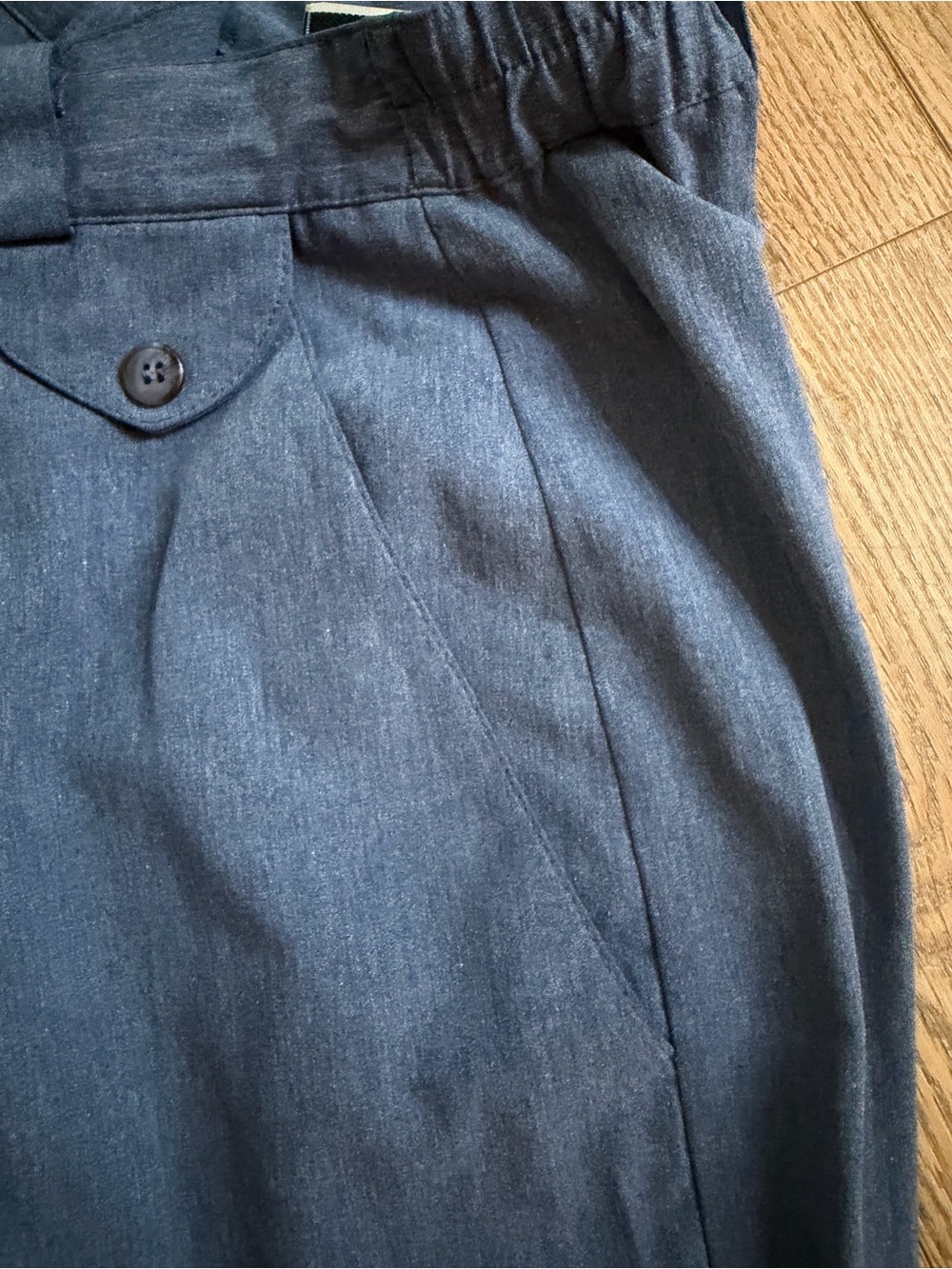 Vintage 90s Pleated HighWaisted Trouser Shorts Blue 30” Waist belt loop pockets - Picture 6 of 15